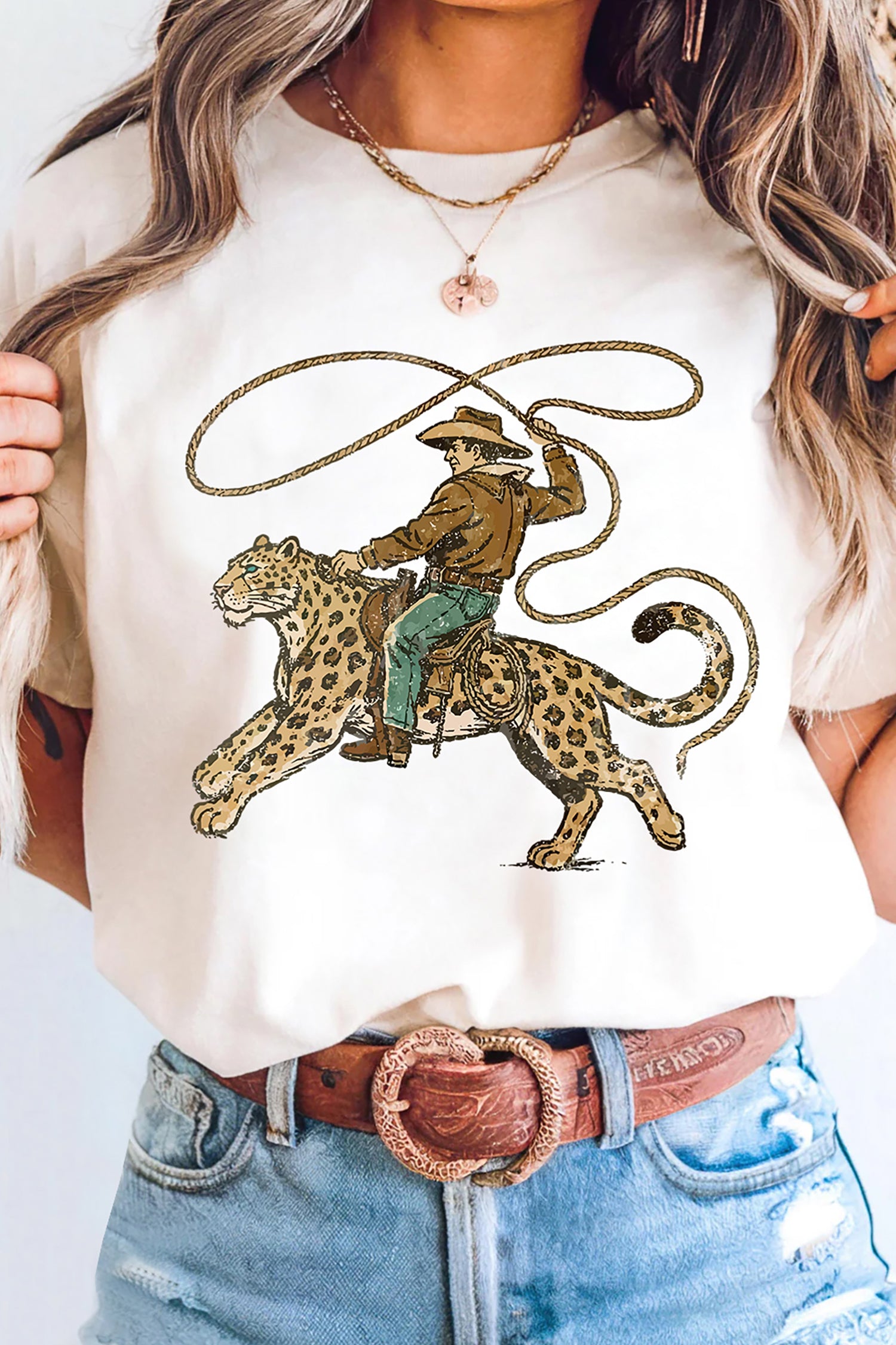 Rodeo Leopard Cowboy Graphic Tee