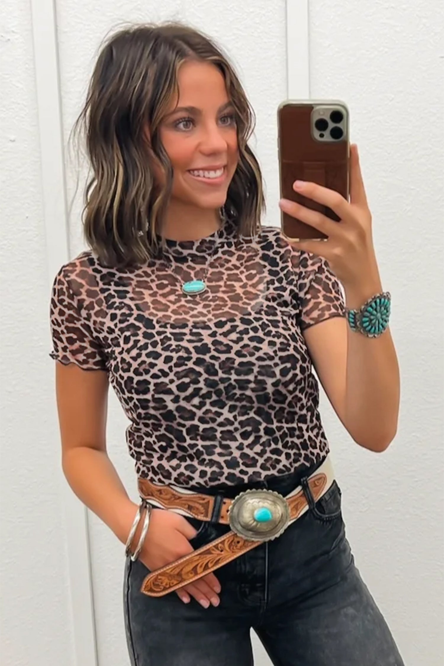 Wild Side Leopard Mesh Top