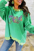 Mardi Gras Sequin Ribbed Patchwork Top