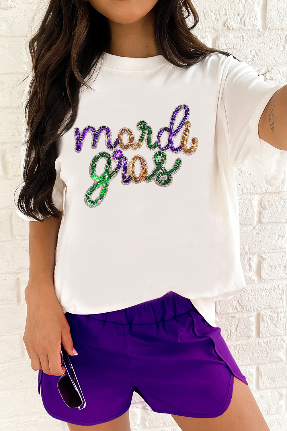 Mardi Gras Sequin Graphic Tee