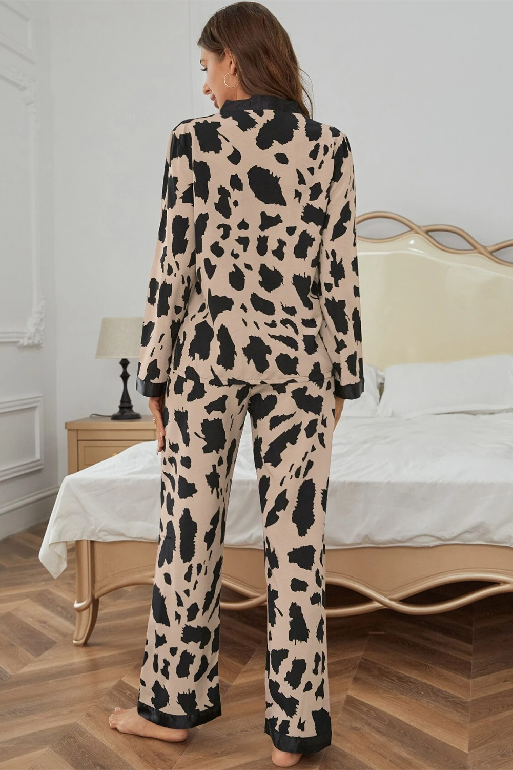 Wild Side Contrast Trim Pajama Set