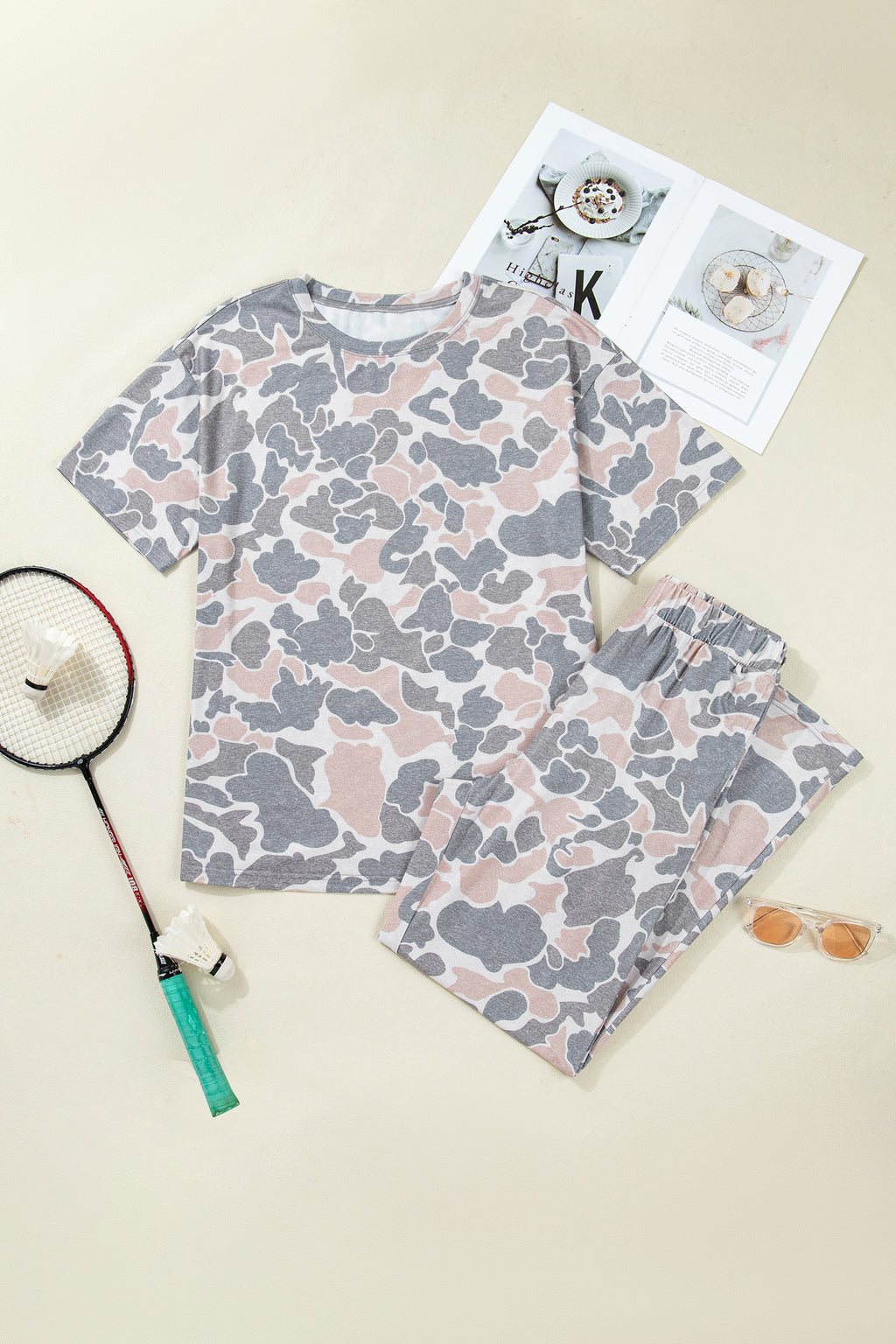 Retro Camo Wide Leg Pant Set