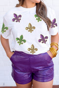 Mardi Gras Sequin Fleur de Lis Tee