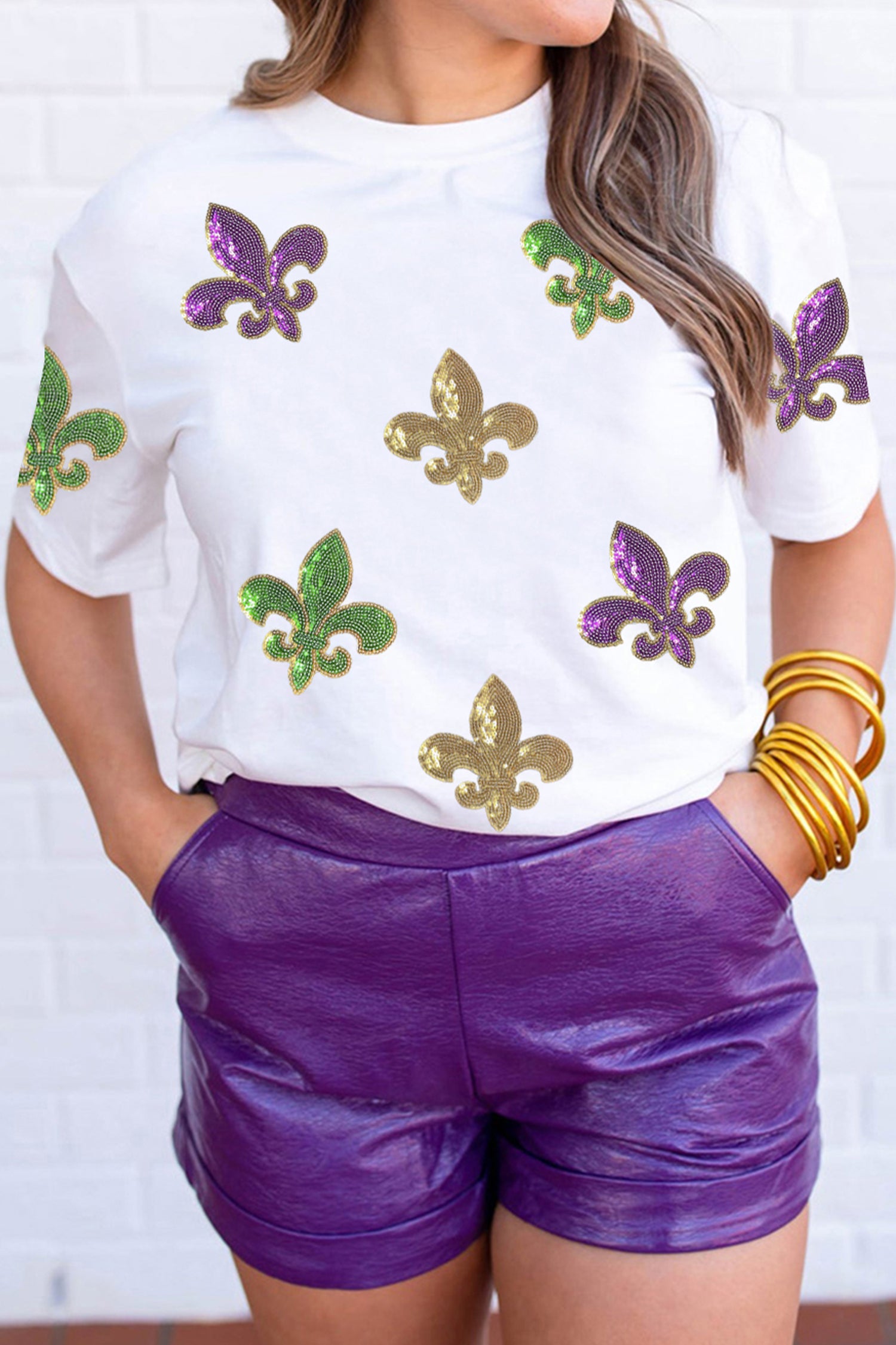 Mardi Gras Sequin Fleur de Lis Tee