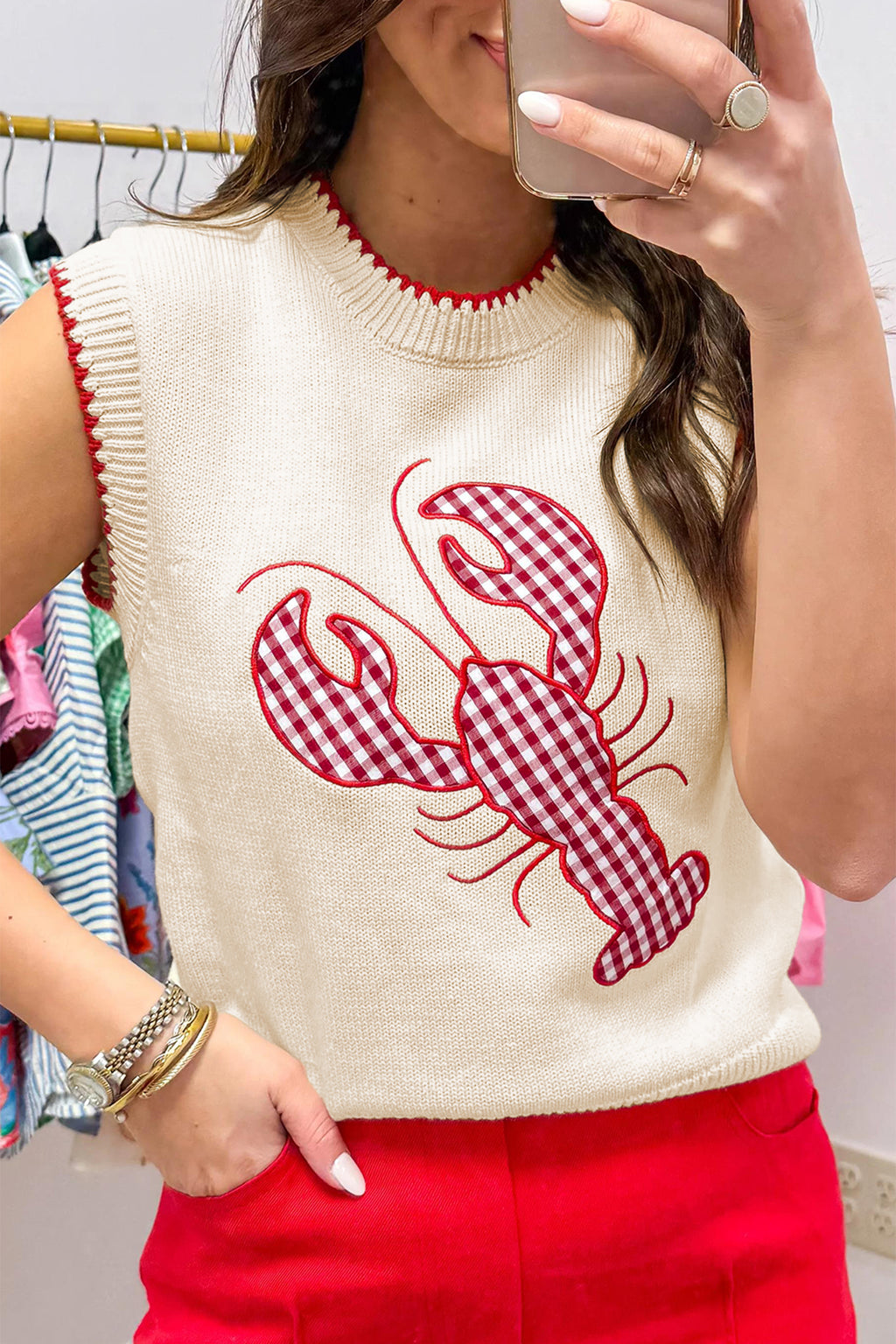 Louisiana Plaid Crawfish Sweater Vest