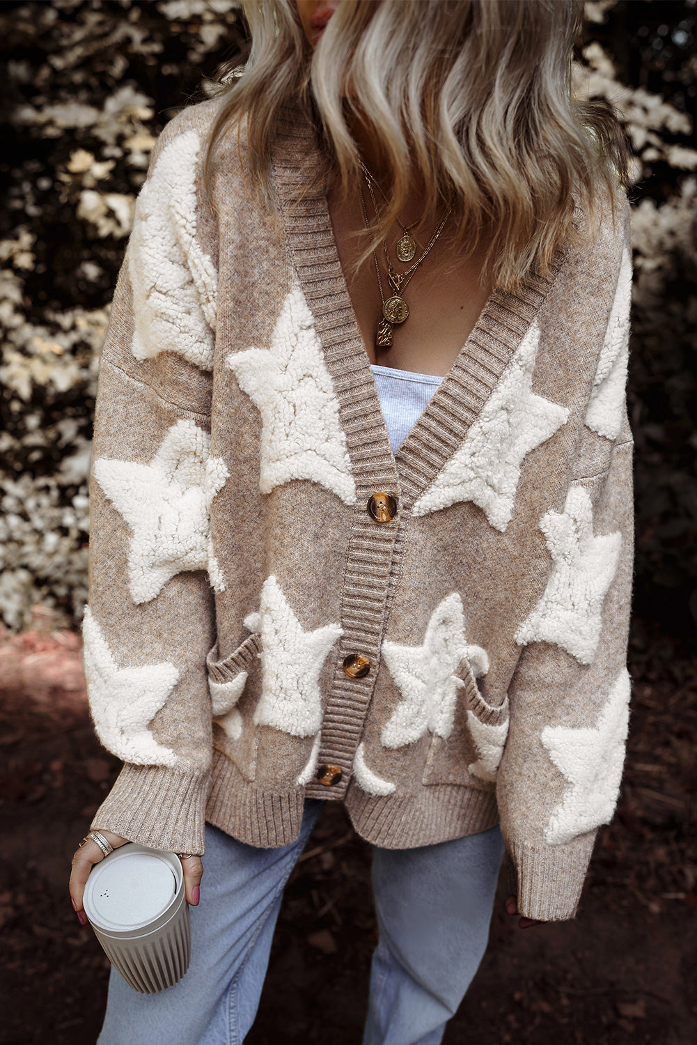 Cozy Sherpa Star Pocket Cardigan