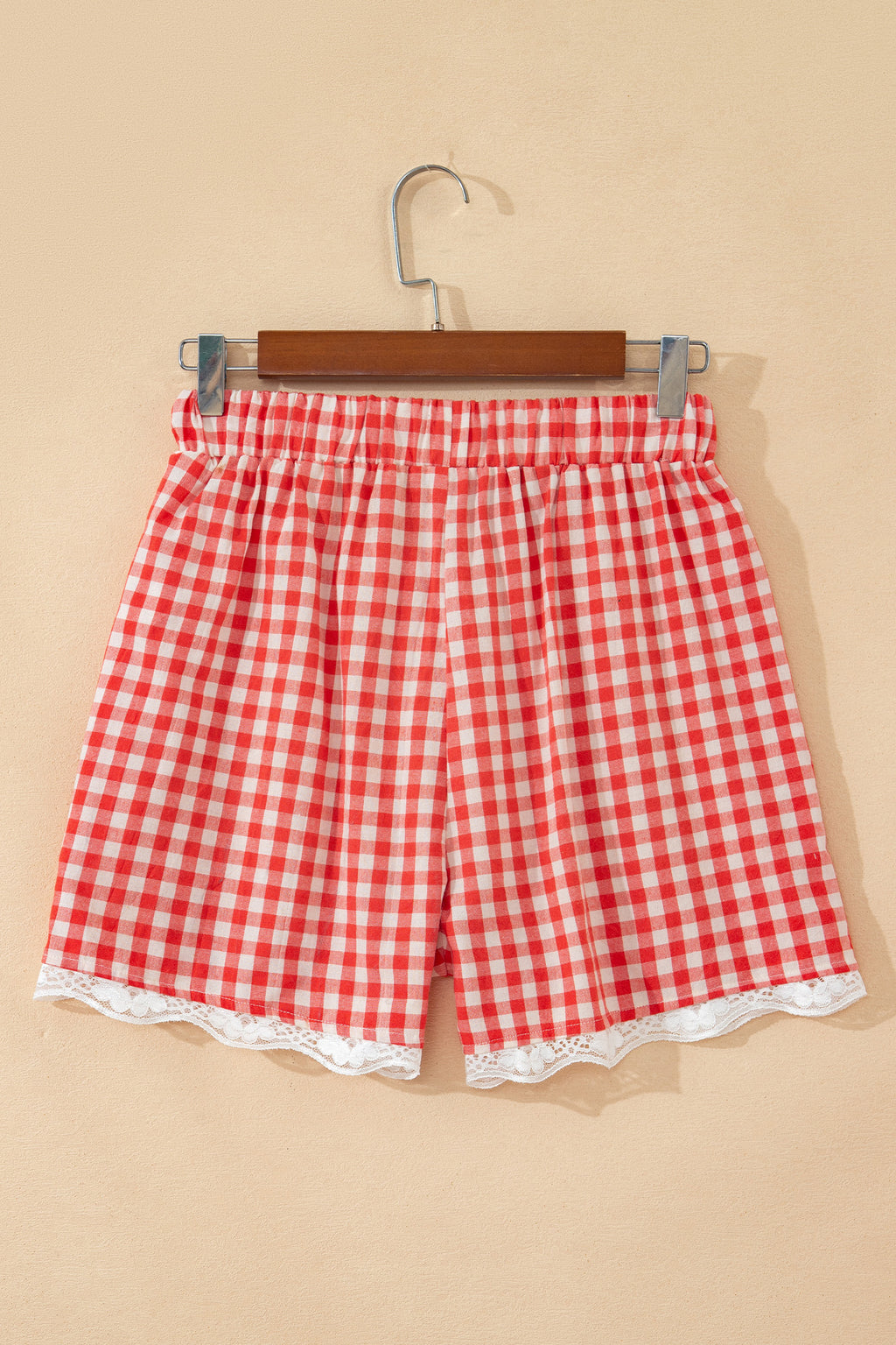 Southern Gingham Lace Trim Shorts