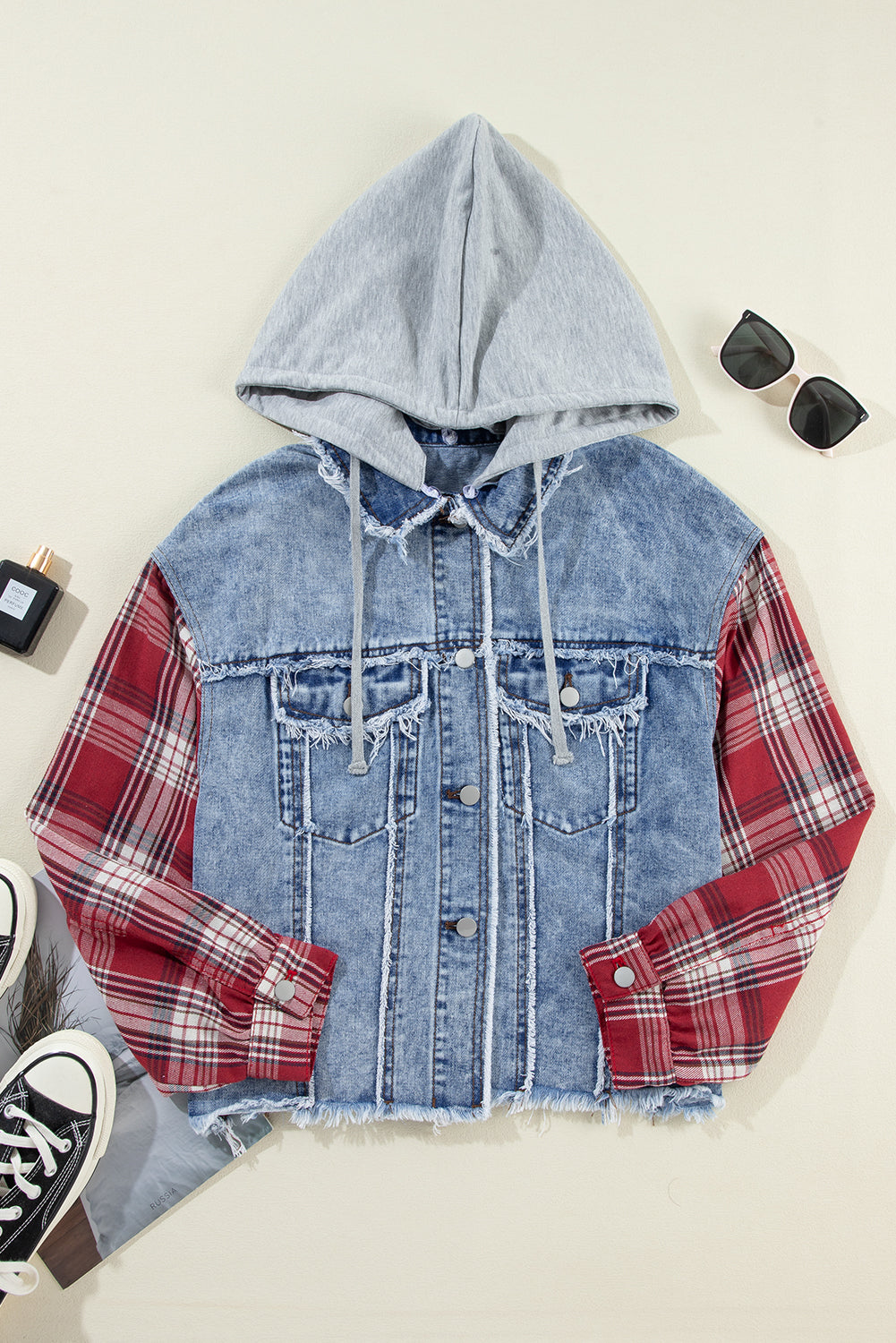 Backroad Plaid Patchwork Denim Jacket