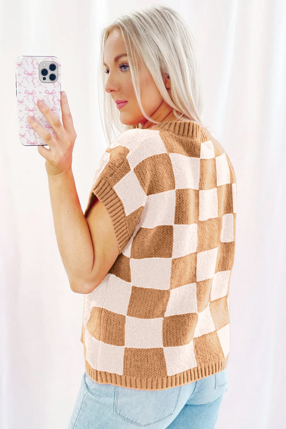 Cozy Colorblock Plaid Sweater Tank