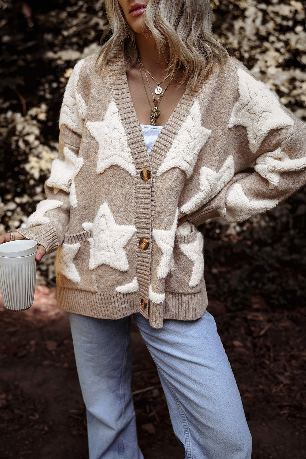Cozy Sherpa Star Pocket Cardigan