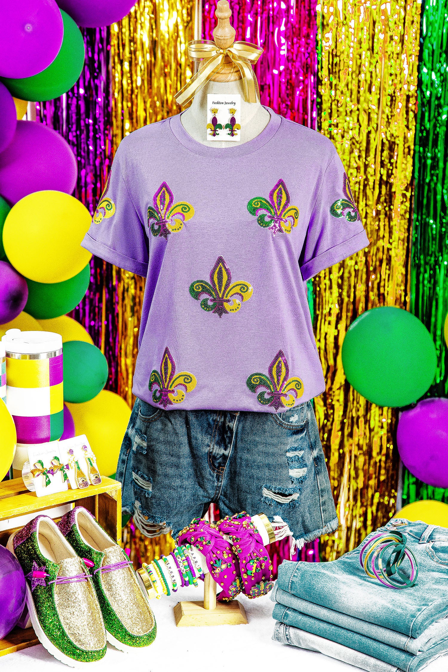 Mardi Gras Wisteria Sequin Tee