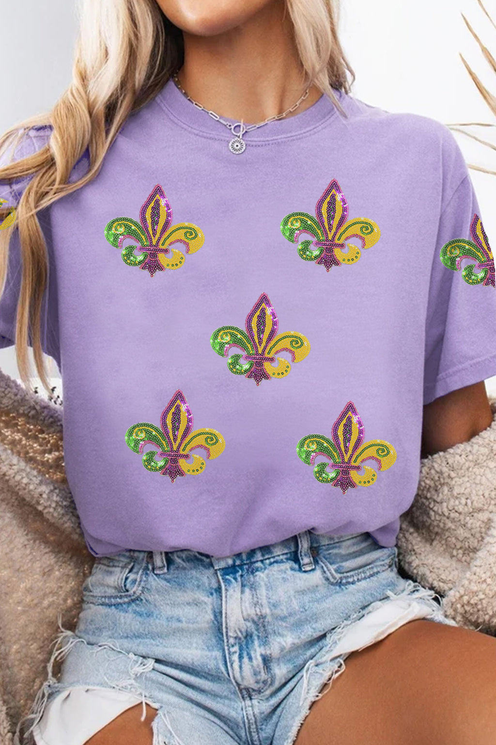 Mardi Gras Wisteria Sequin Tee