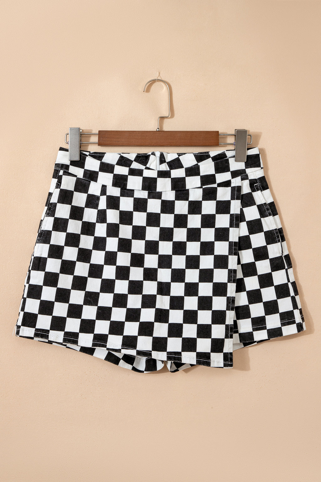 Rebel Checkered Denim Shorts