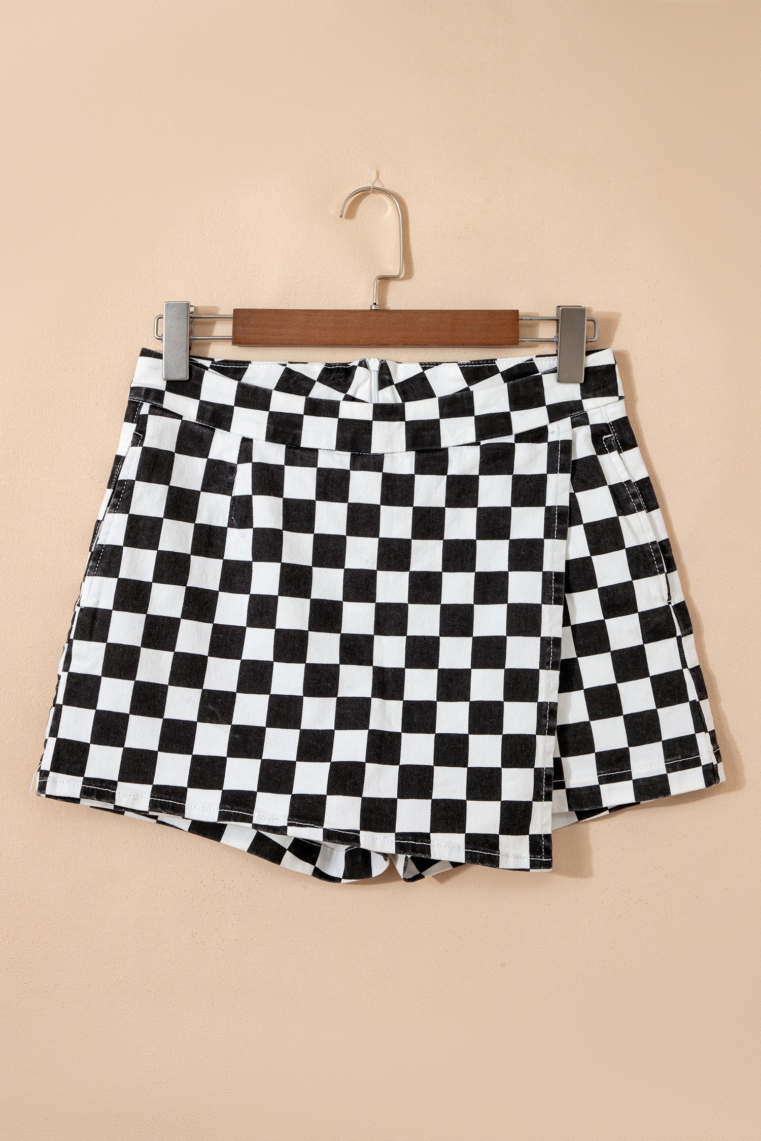 Rebel Checkered Denim Shorts
