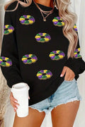 Mardi Gras Sequin Donut Sweatshirt