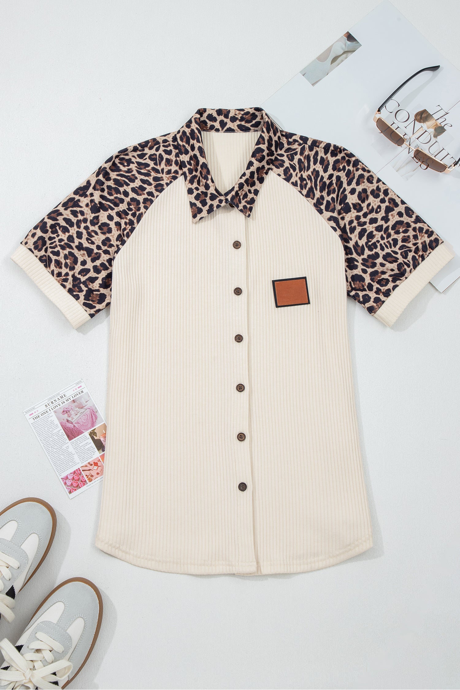 Wild Side Leopard Patchwork Button Down