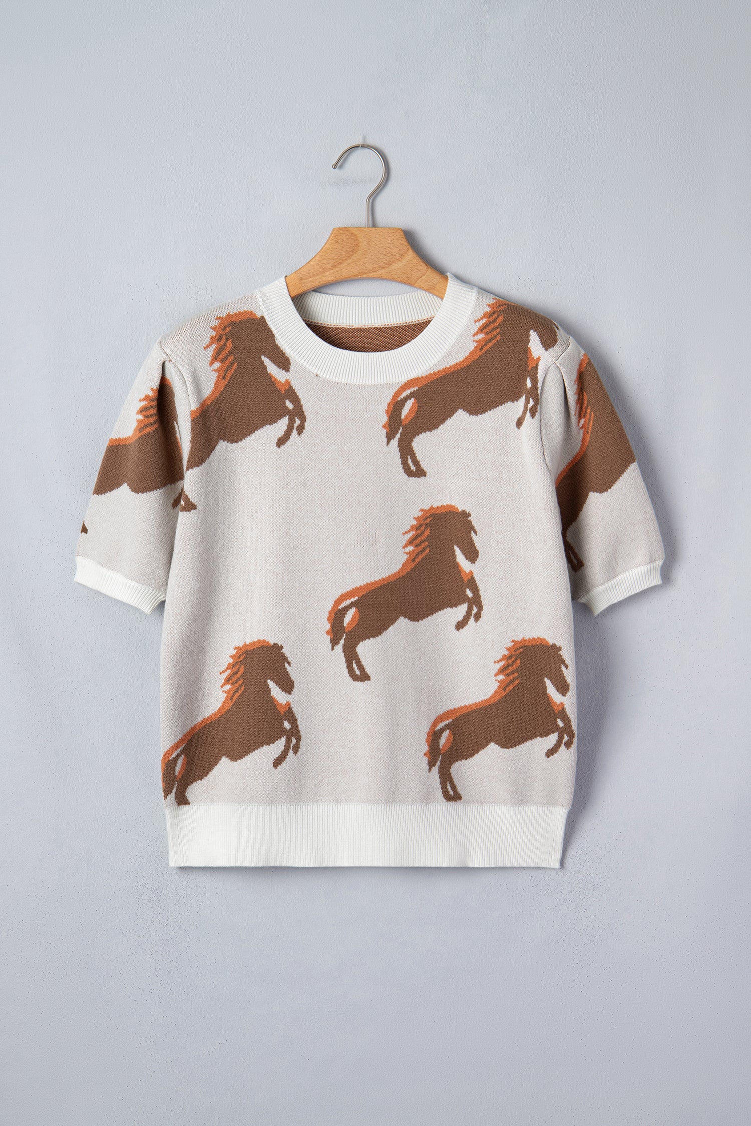 Western Horse Puff Sleeve Sweater