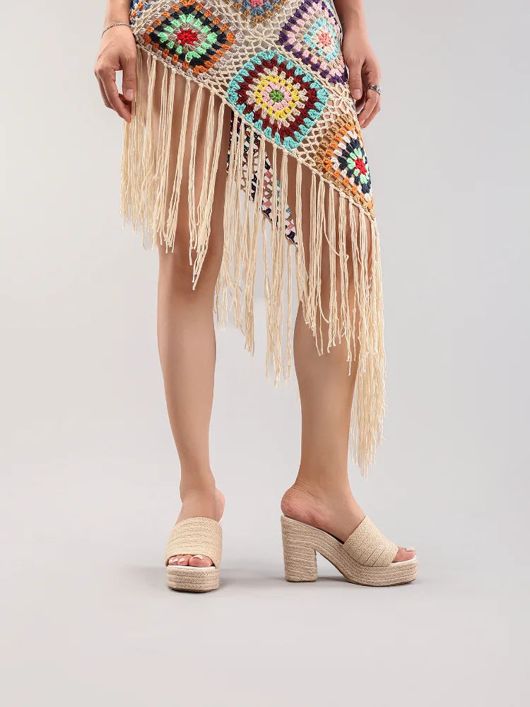 Hemp Rope Wedge Platform Sandals