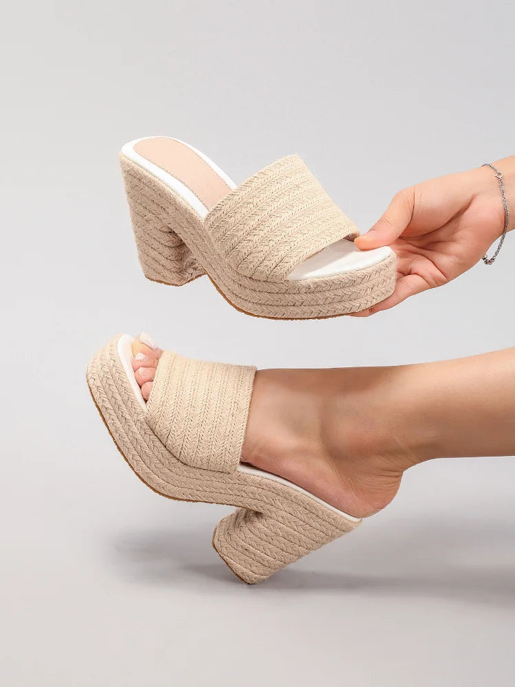 Hemp Rope Wedge Platform Sandals