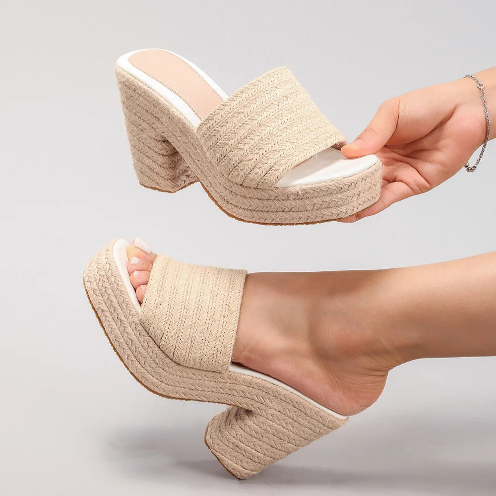 Hemp Rope Wedge Platform Sandals