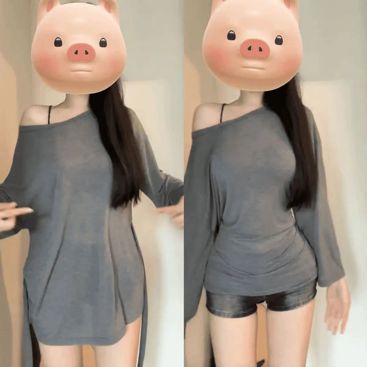 Sheer Bandage Off-Shoulder Long Sleeve Top