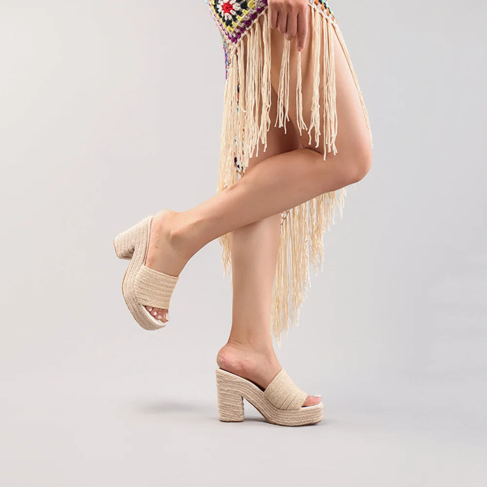 Hemp Rope Wedge Platform Sandals