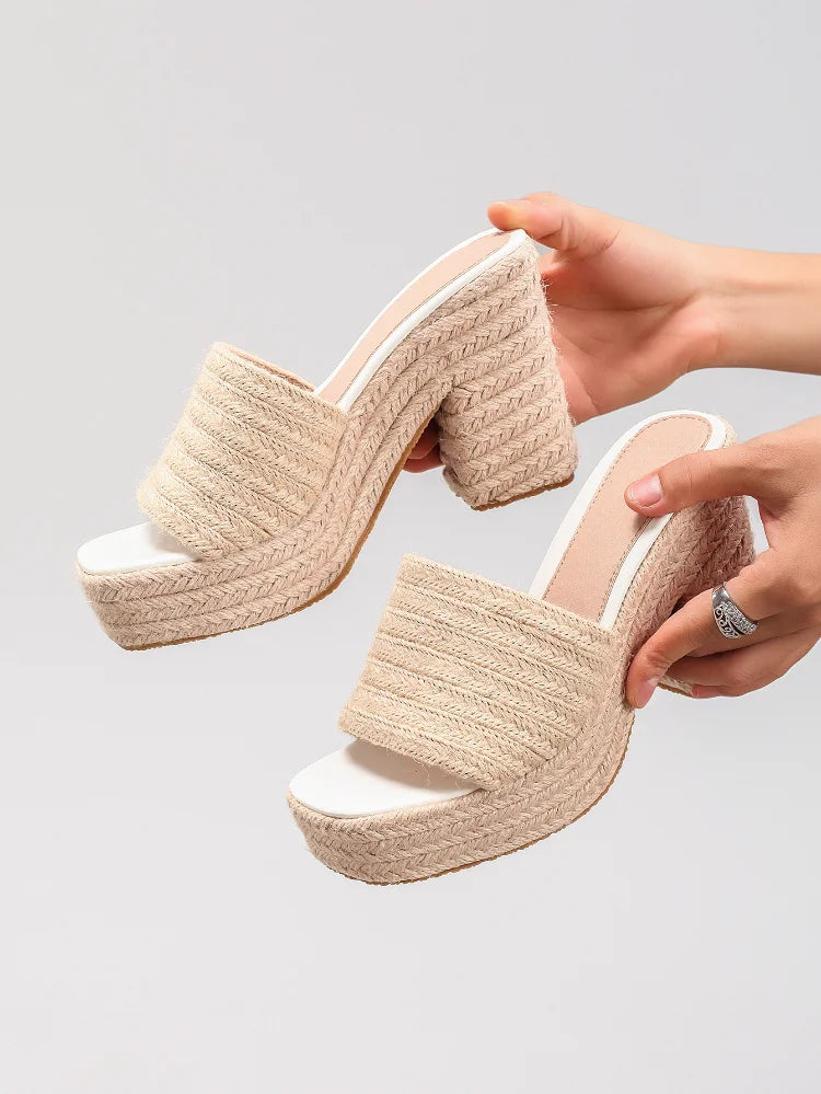 Hemp Rope Wedge Platform Sandals
