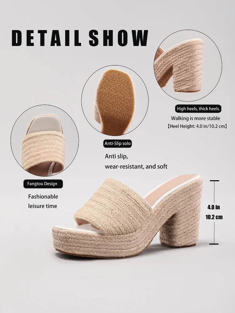 Hemp Rope Wedge Platform Sandals