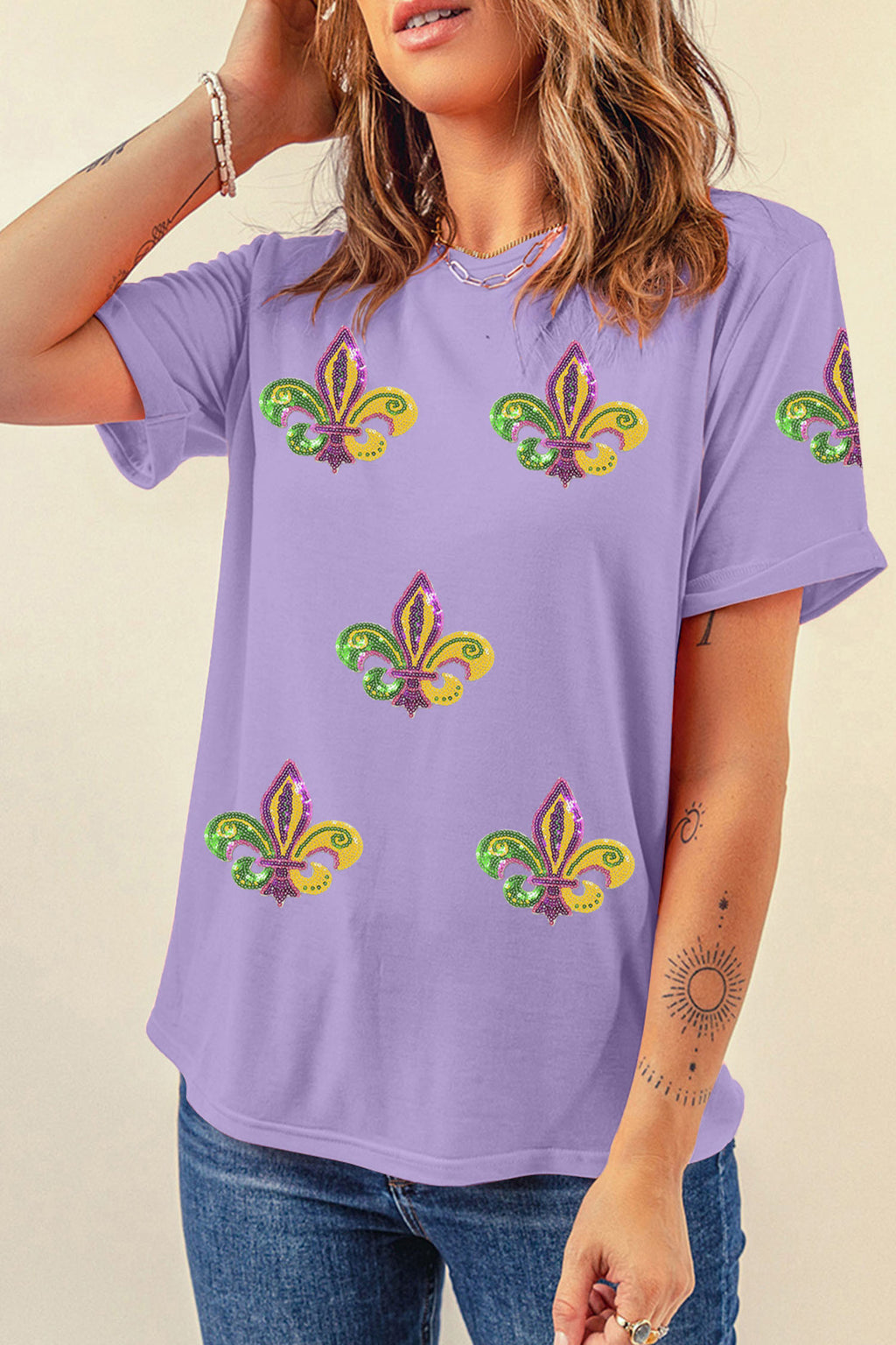 Mardi Gras Wisteria Sequin Tee