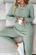 Cozy Ribbed Notch Neck Legging Set