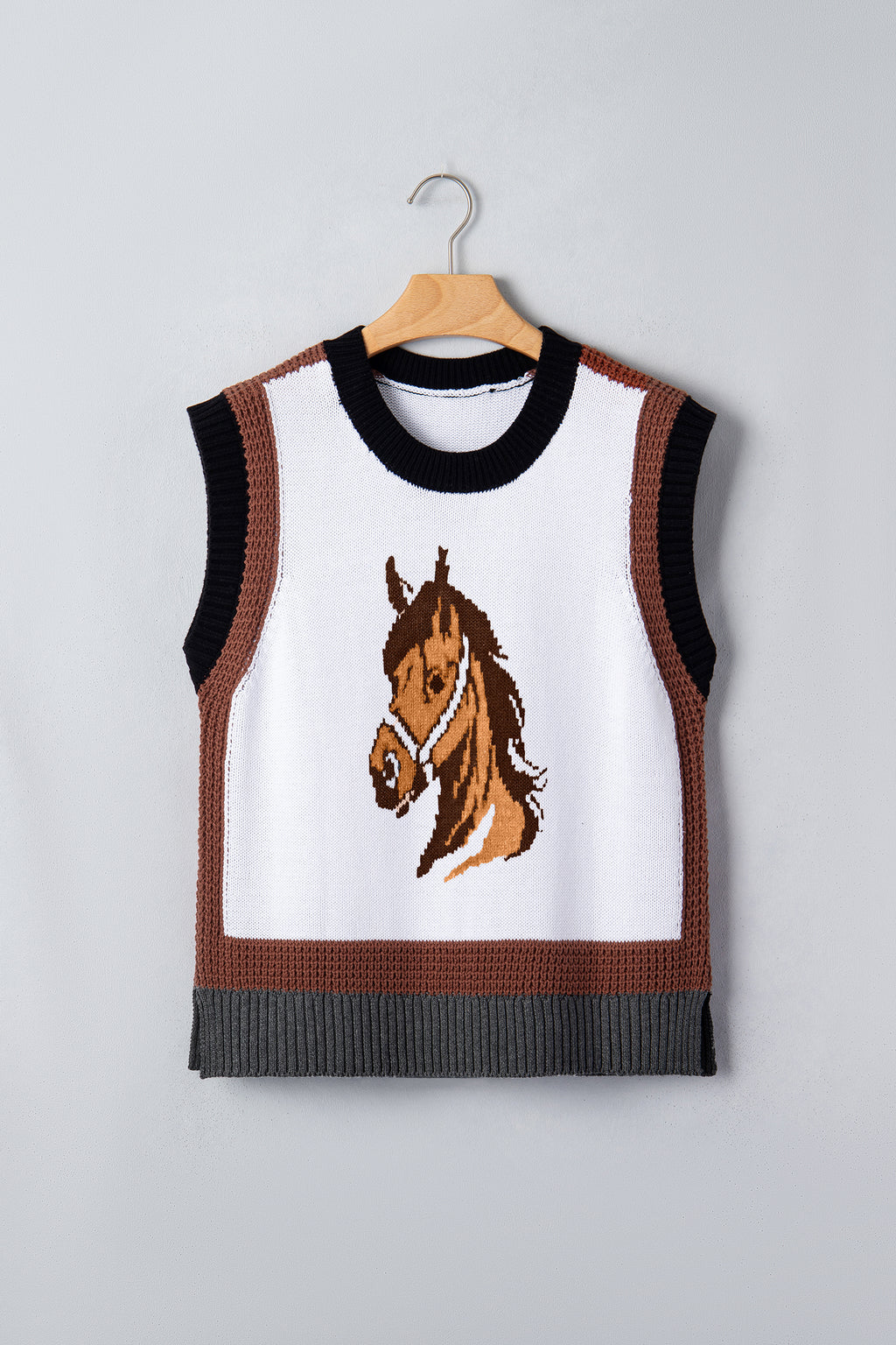 Western Horse Colorblock Sweater Vest