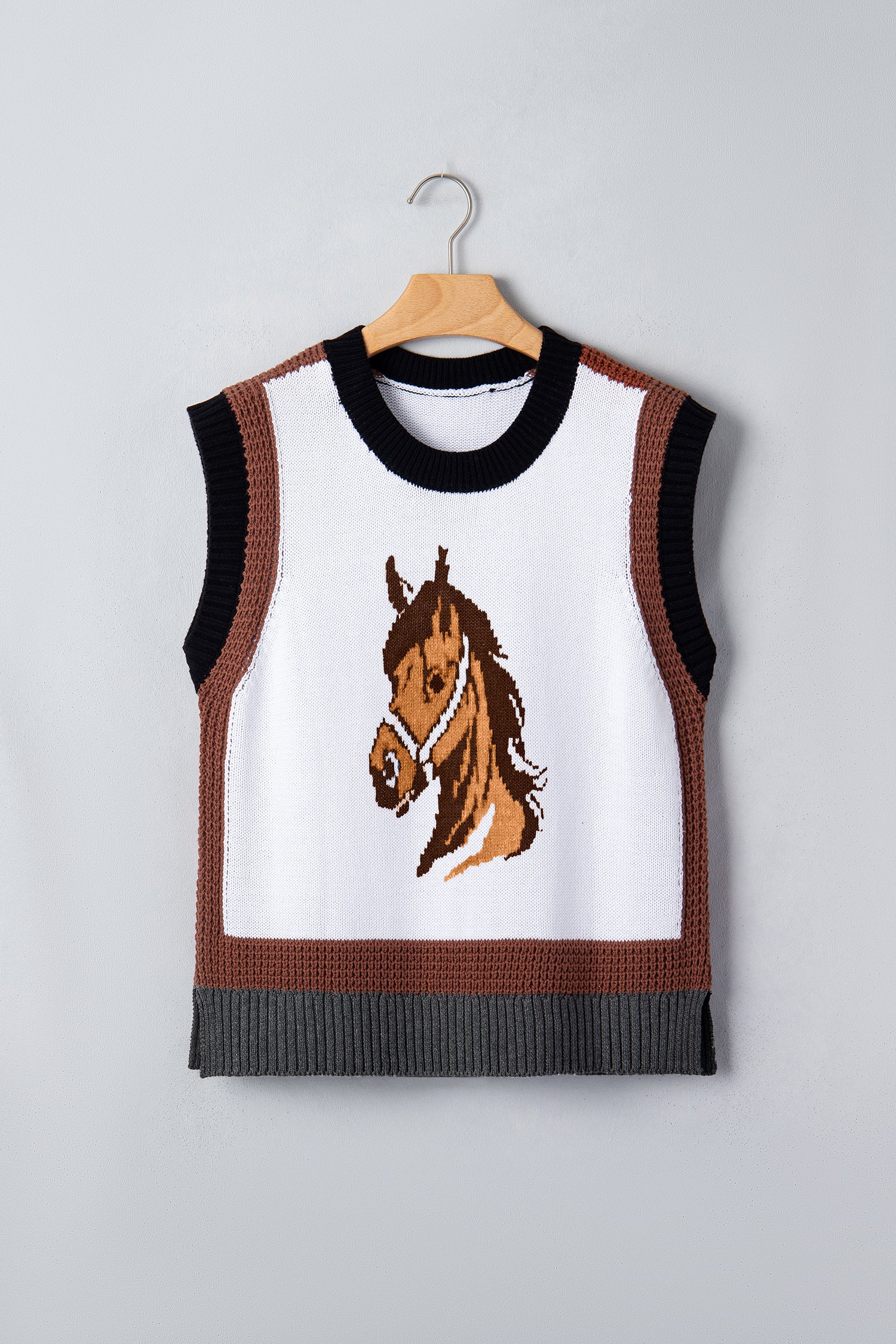 Western Horse Colorblock Sweater Vest
