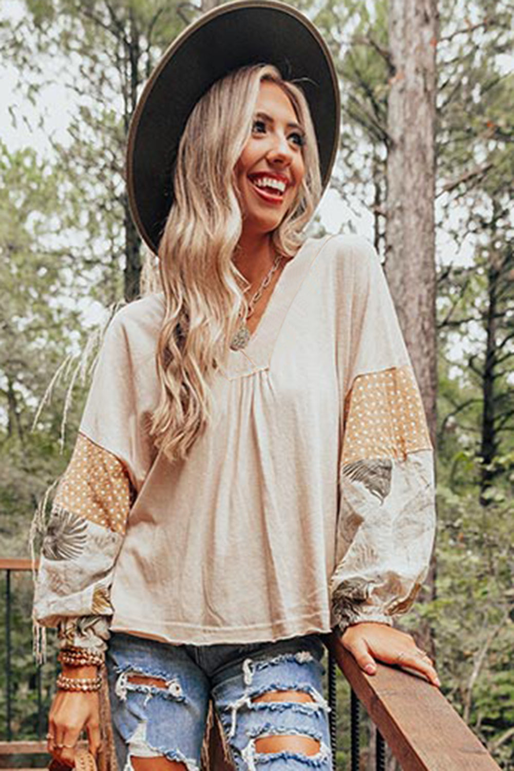 Prairie Patchwork Puff Sleeve Blouse