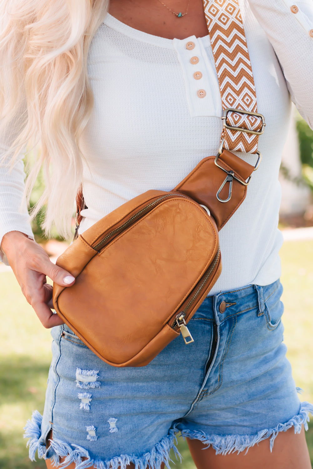 Outlaw Brown Faux Leather Crossbody Bag