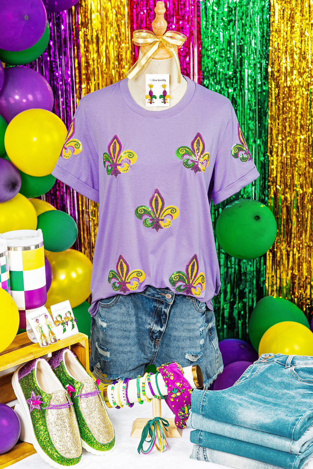 Mardi Gras Wisteria Sequin Tee