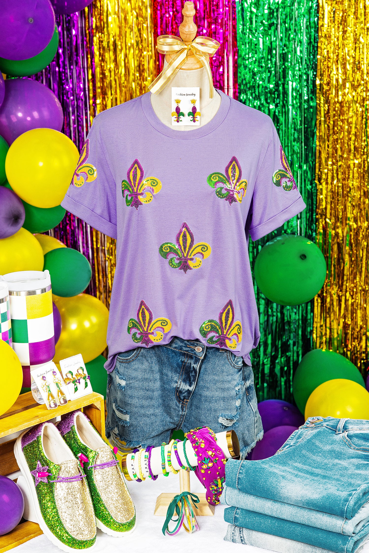 Mardi Gras Wisteria Sequin Tee