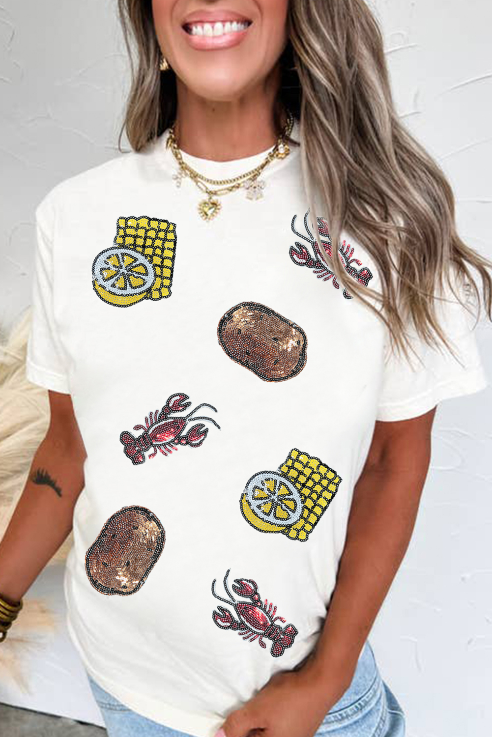 Louisiana Crawfish Boil Sequin Tee