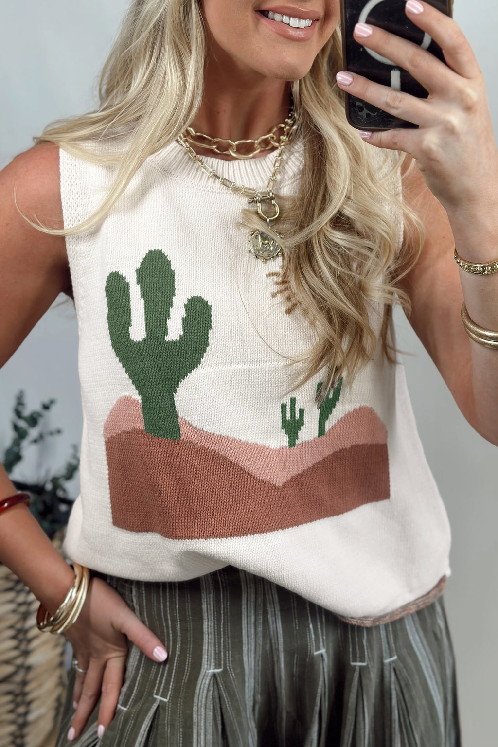Desert Oasis Cactus Sweater Vest