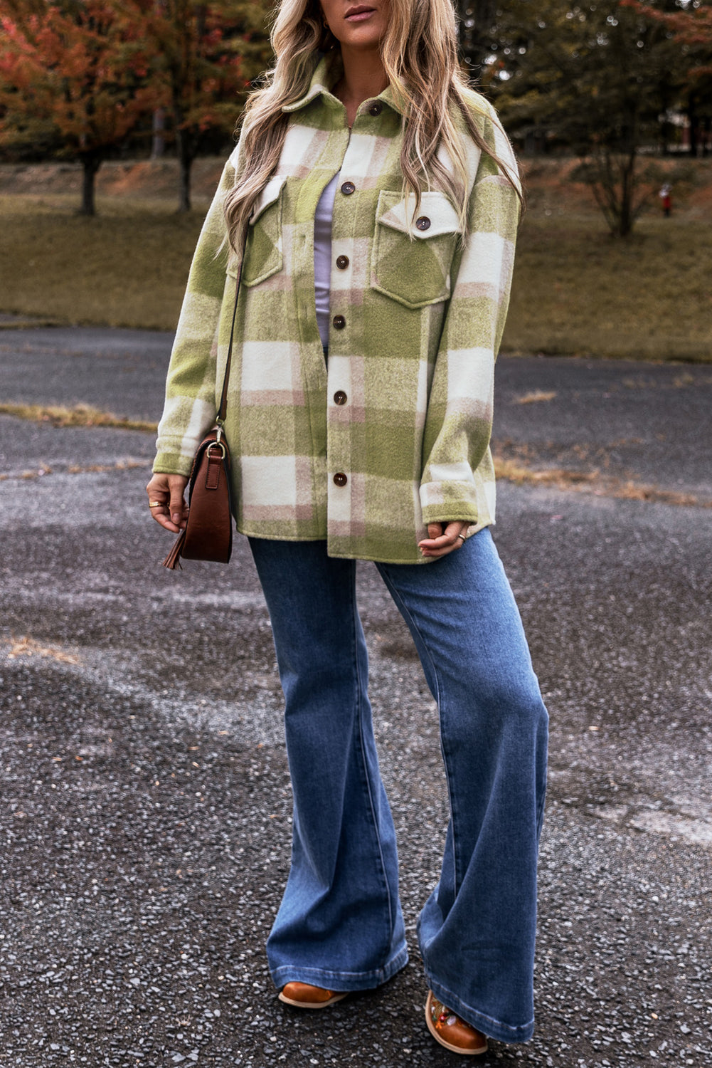 Sage Plaid Pocket Shacket