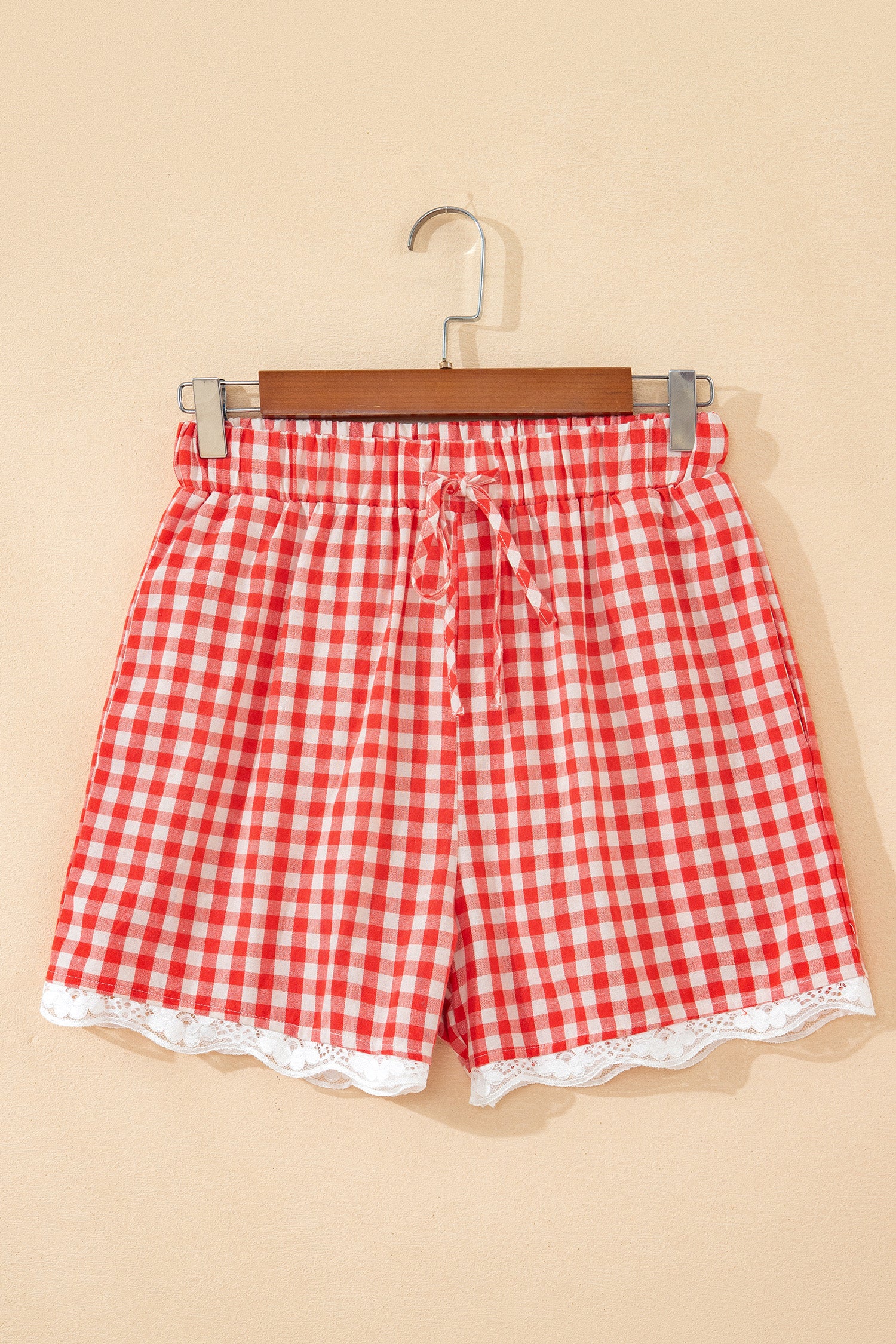 Southern Gingham Lace Trim Shorts