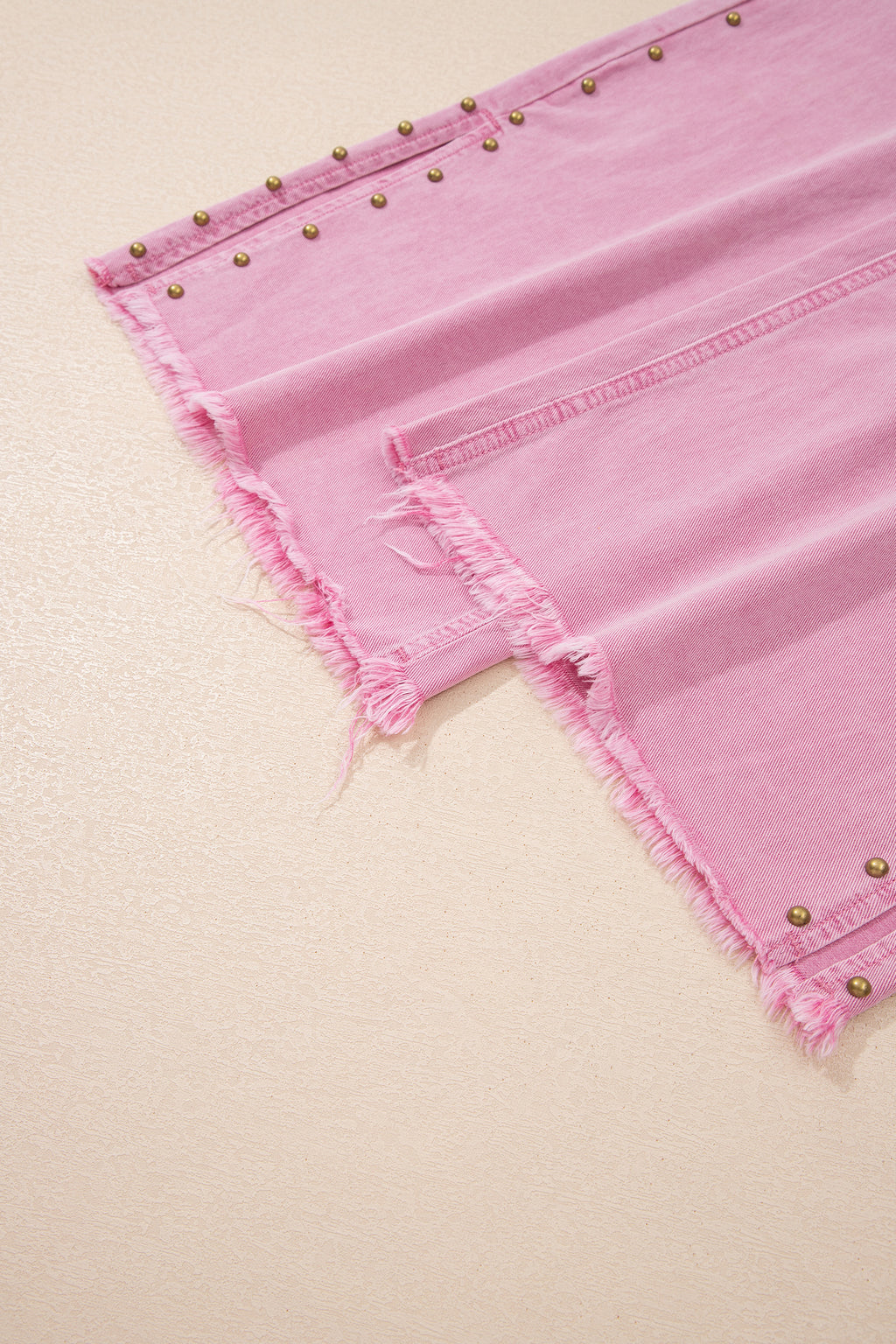 Pink Beaded Split Wide Leg Jeans