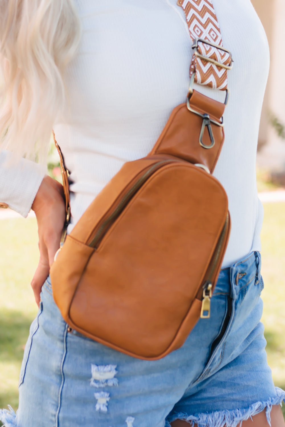 Outlaw Brown Faux Leather Crossbody Bag