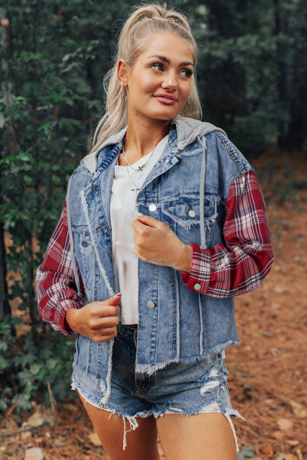 Backroad Plaid Patchwork Denim Jacket