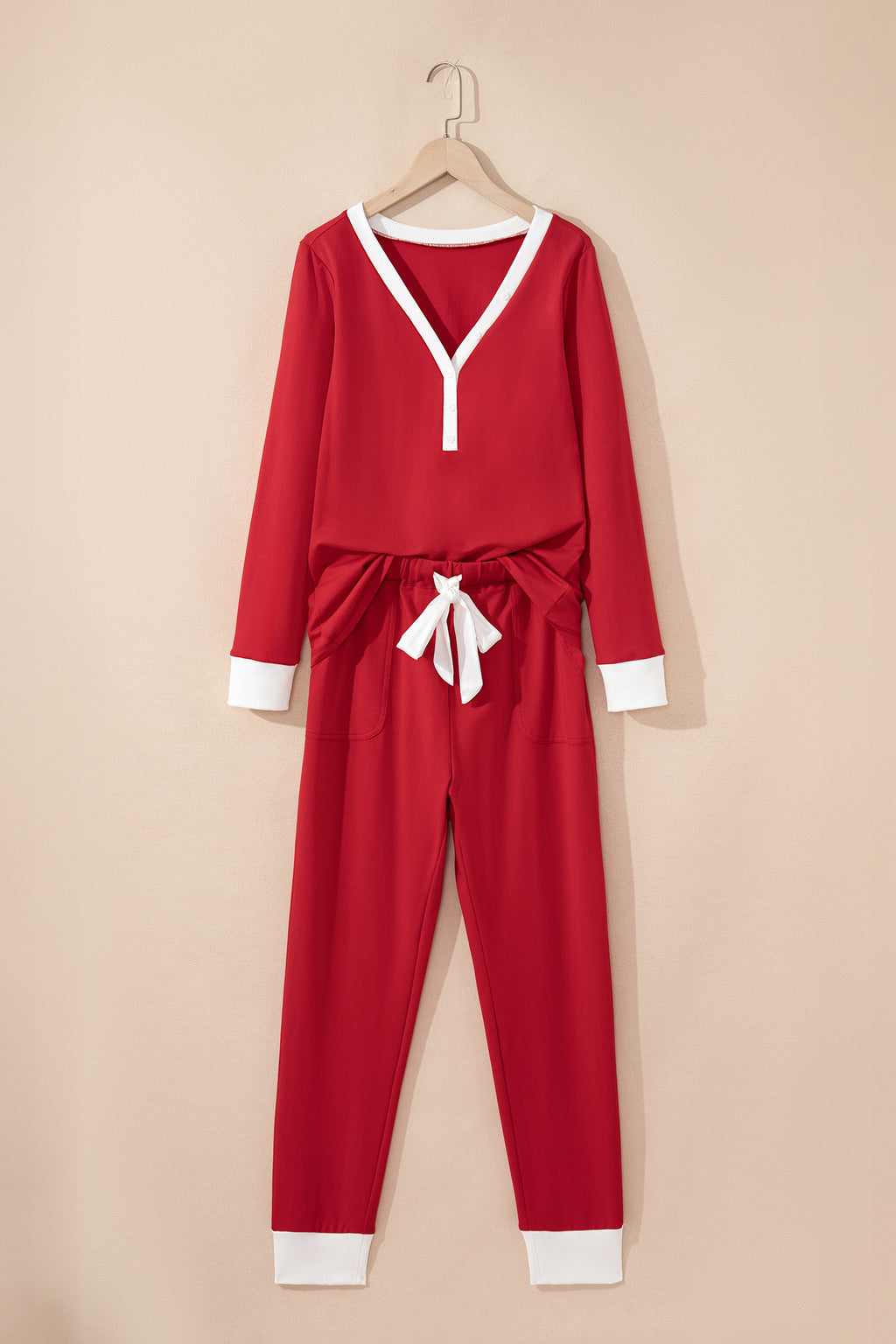 Fiery Red Bow Waist Lounge Set
