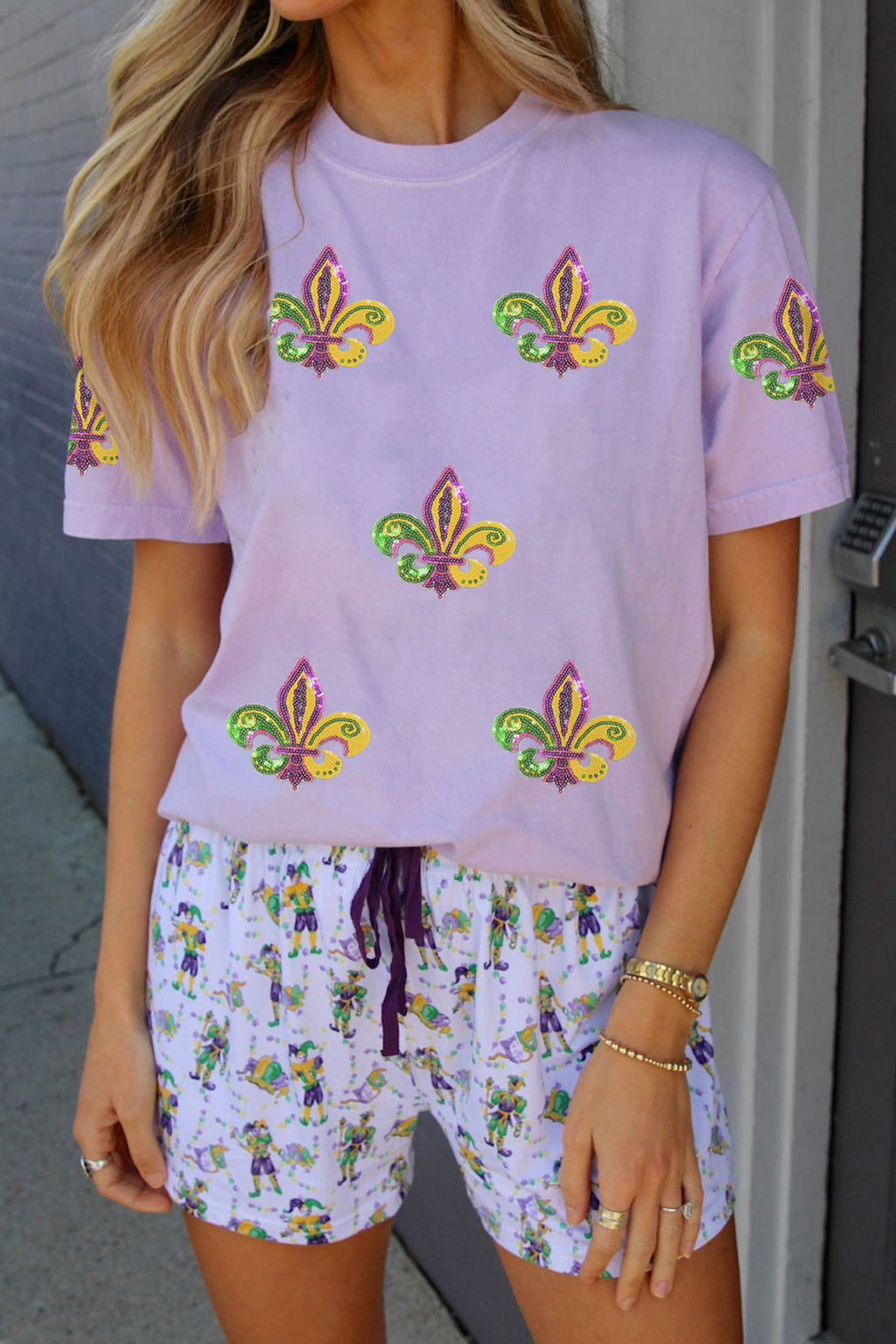 Mardi Gras Wisteria Sequin Tee