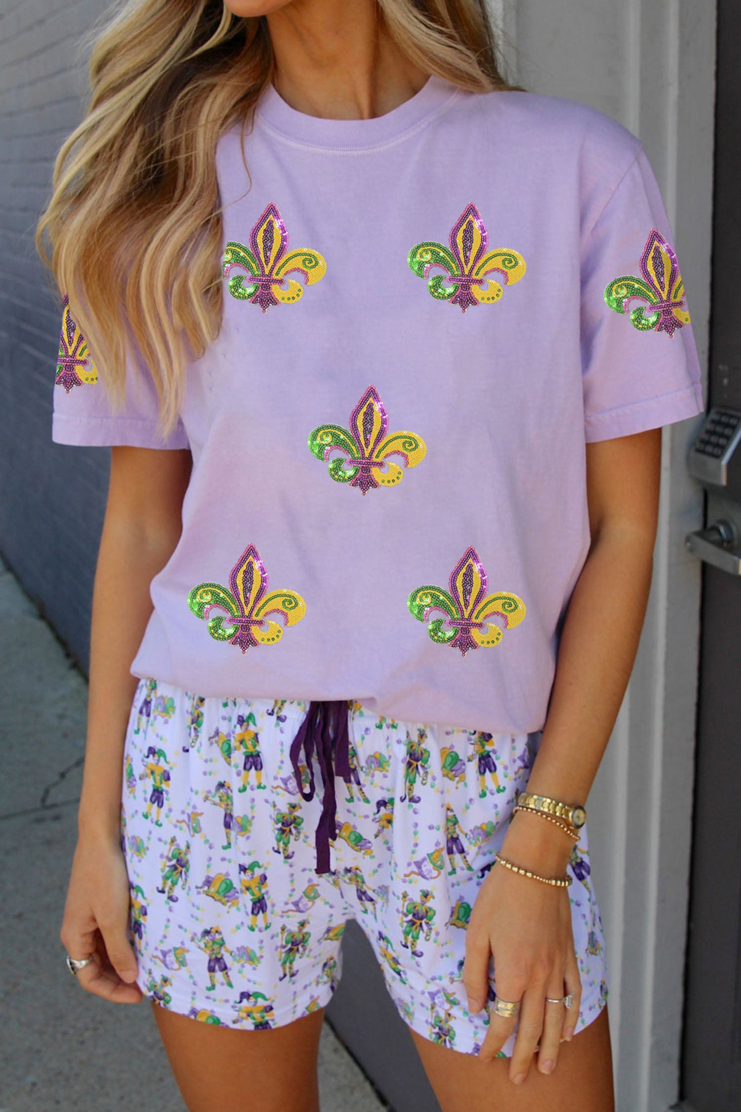 Mardi Gras Wisteria Sequin Tee