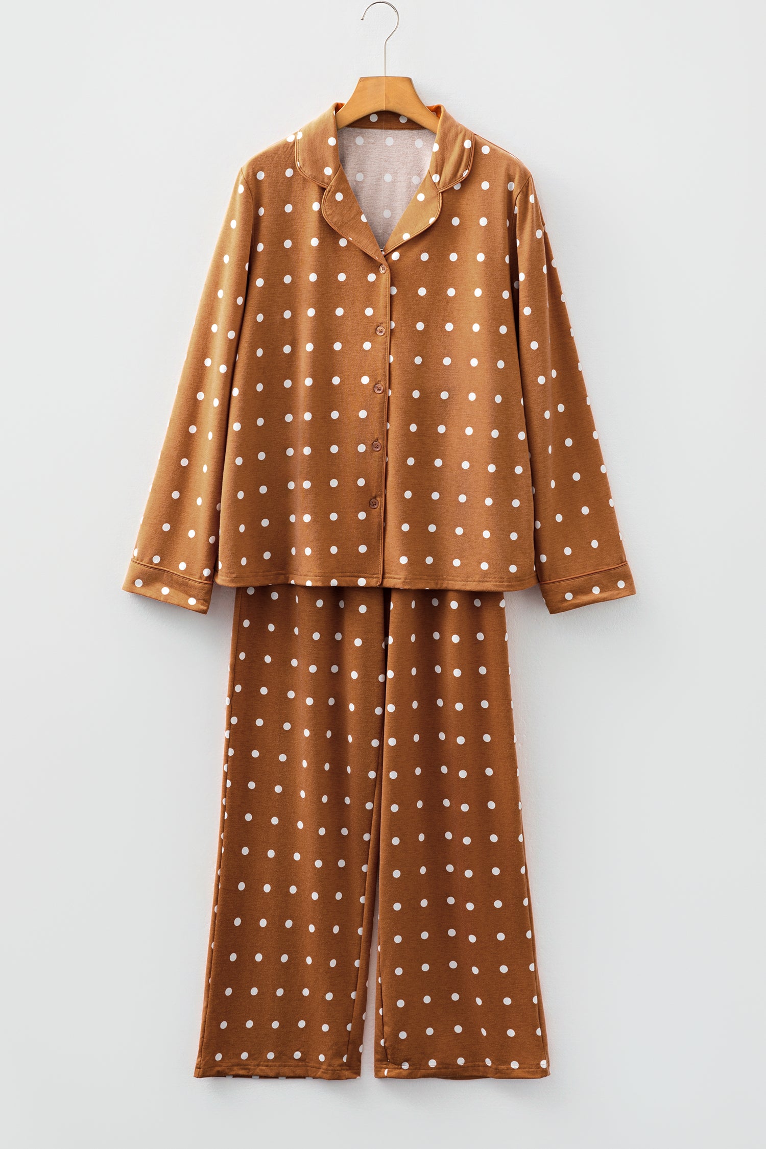 Cozy Brown Polka Dot Pajama Set