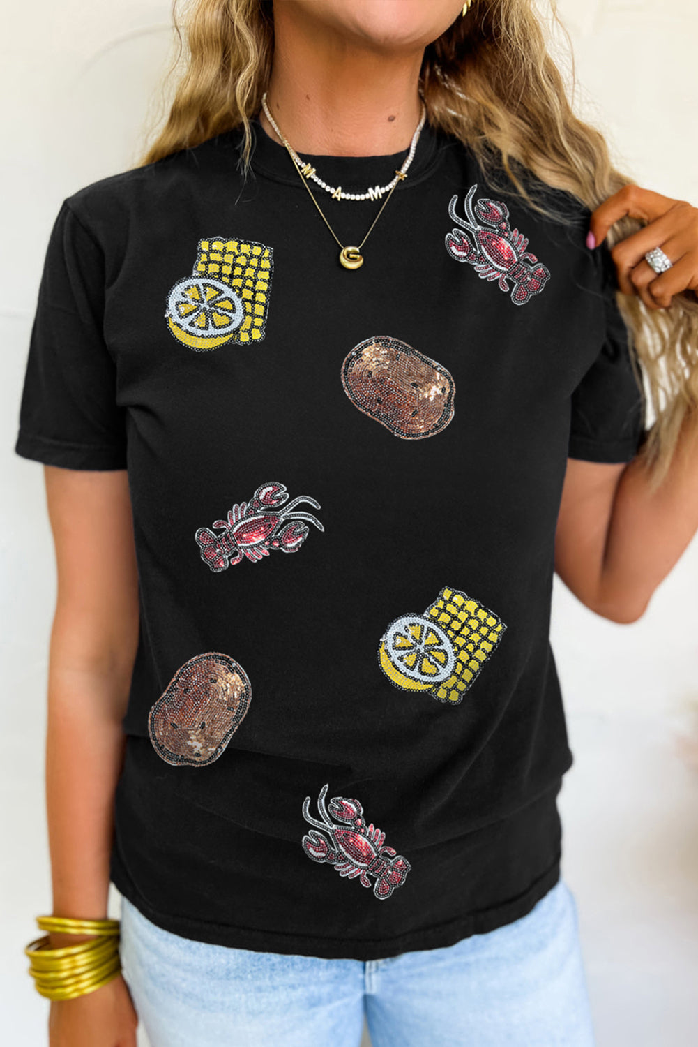 Louisiana Crawfish Boil Sequin Tee