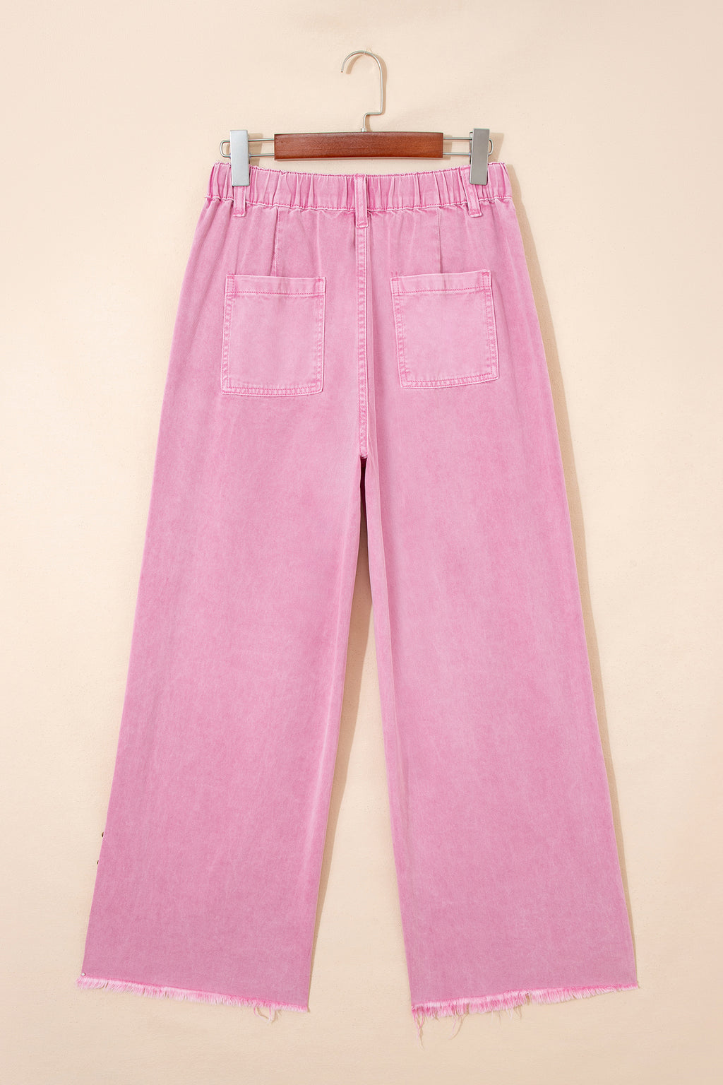 Pink Beaded Split Wide Leg Jeans