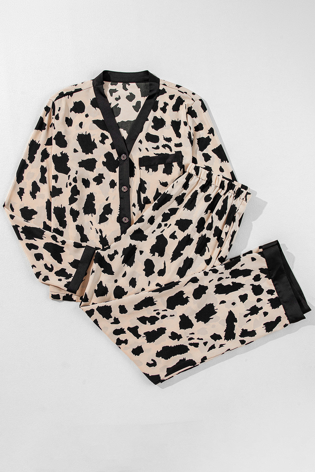 Wild Side Contrast Trim Pajama Set